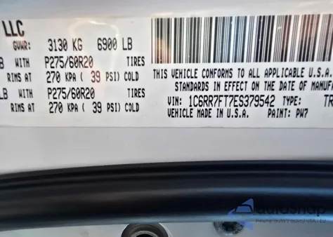 2014 Ram 1500 St from USA, damaged, VIN 1C6RR7FT7ES379542